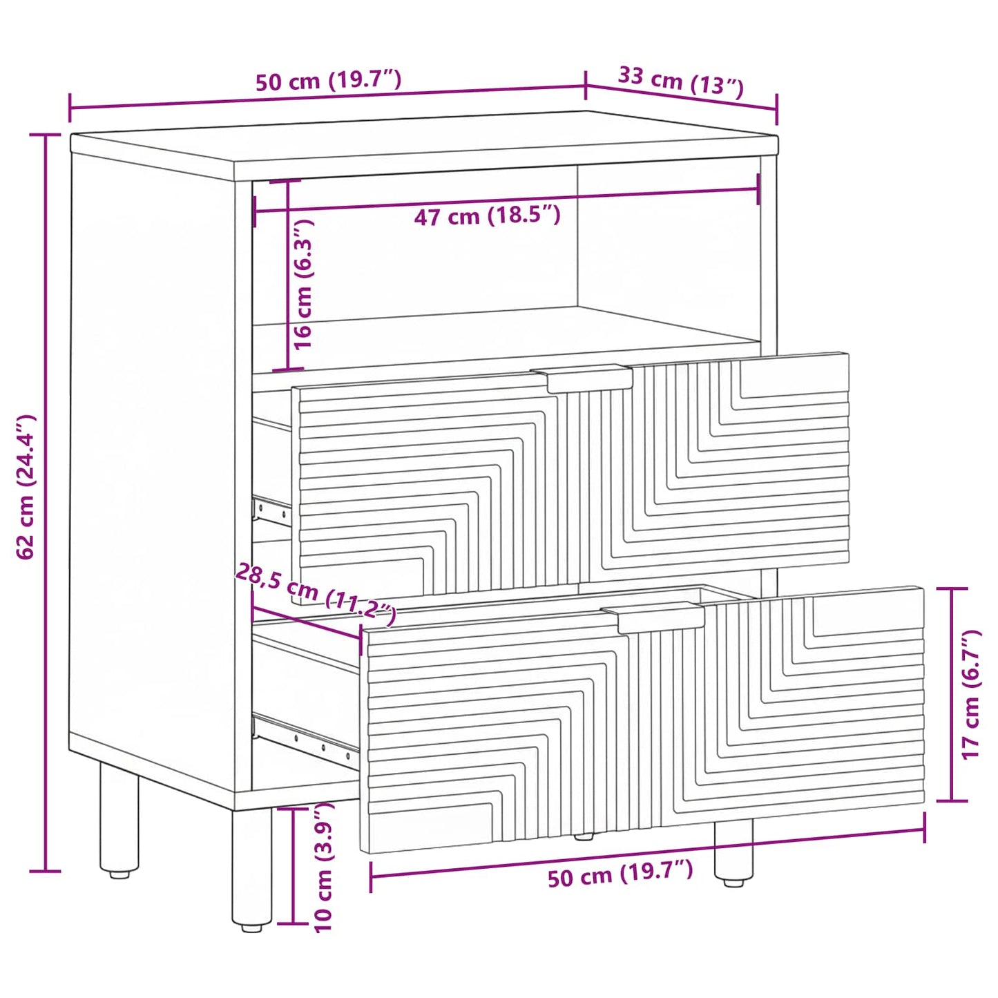 Armadietto per letto Marrone 50 x 33 x 62 cm | homemem39
