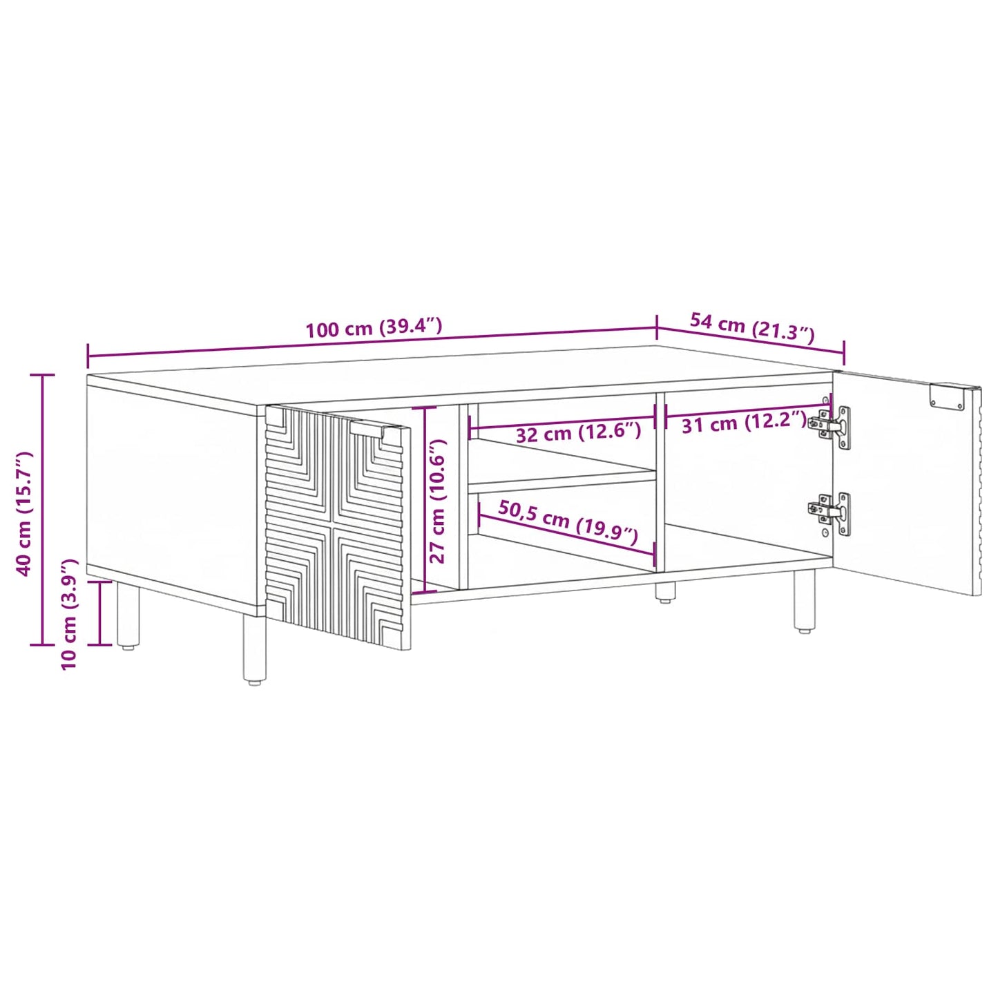 Tavolino da salotto Marrone 100 x 54 x 40 cm