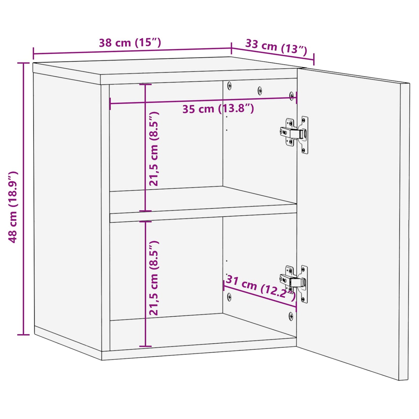 Mobile Appeso da Bagno con lo scaffale Bianco 38 x 33 x 48 cm | homemem39