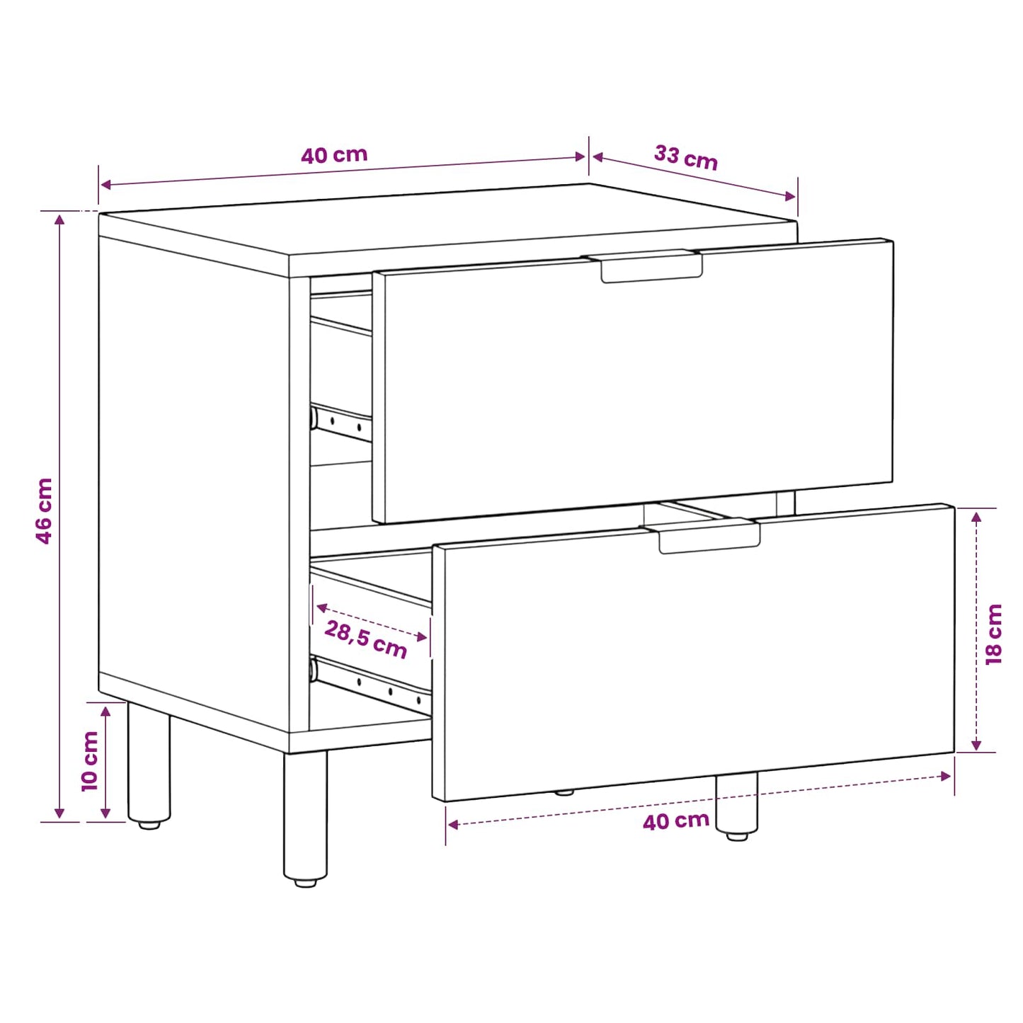 Armadio da Notte 2 pz Marrone 40 x 33 x 46 cm | homemem39
