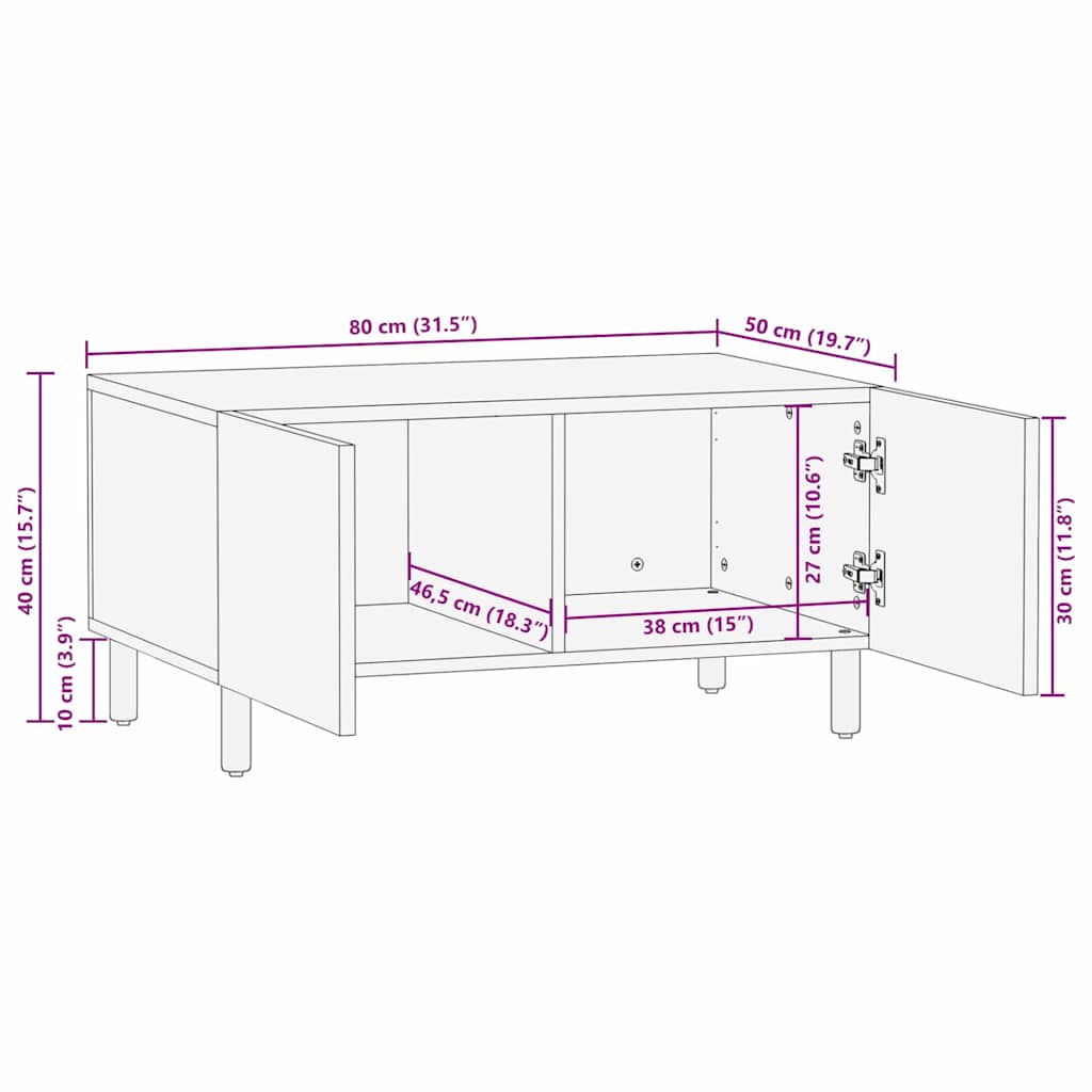 Tavolino da salotto Marrone 80 x 50 x 40 cm