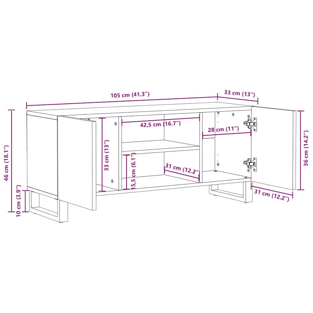 Unità TV Marrone 105 x 33 x 46 cm Legno multistrato