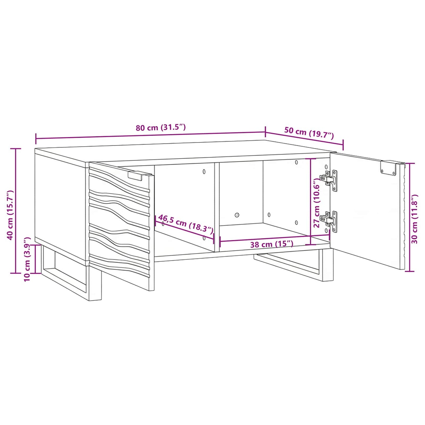 Tavolino da salotto Noce 80 x 50 x 40 cm Legno ingegnerizzato