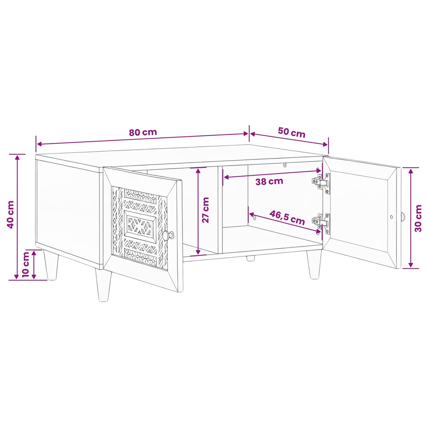 Tavolino da salotto Marrone Chiaro 80 x 54 x 40 cm