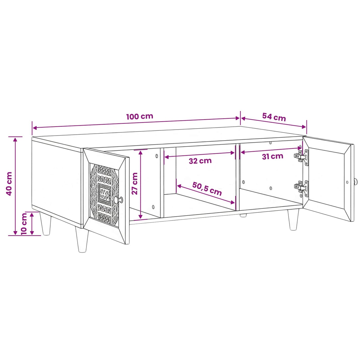 Tavolino da salotto Marrone Chiaro 100 x 54 x 40 cm