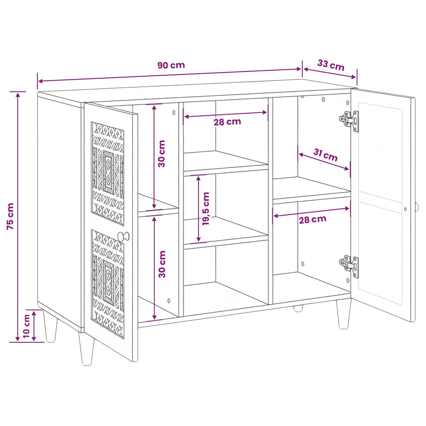 Credenza Marrone chiaro 33.5 x 90 x 75 cm | homemem39