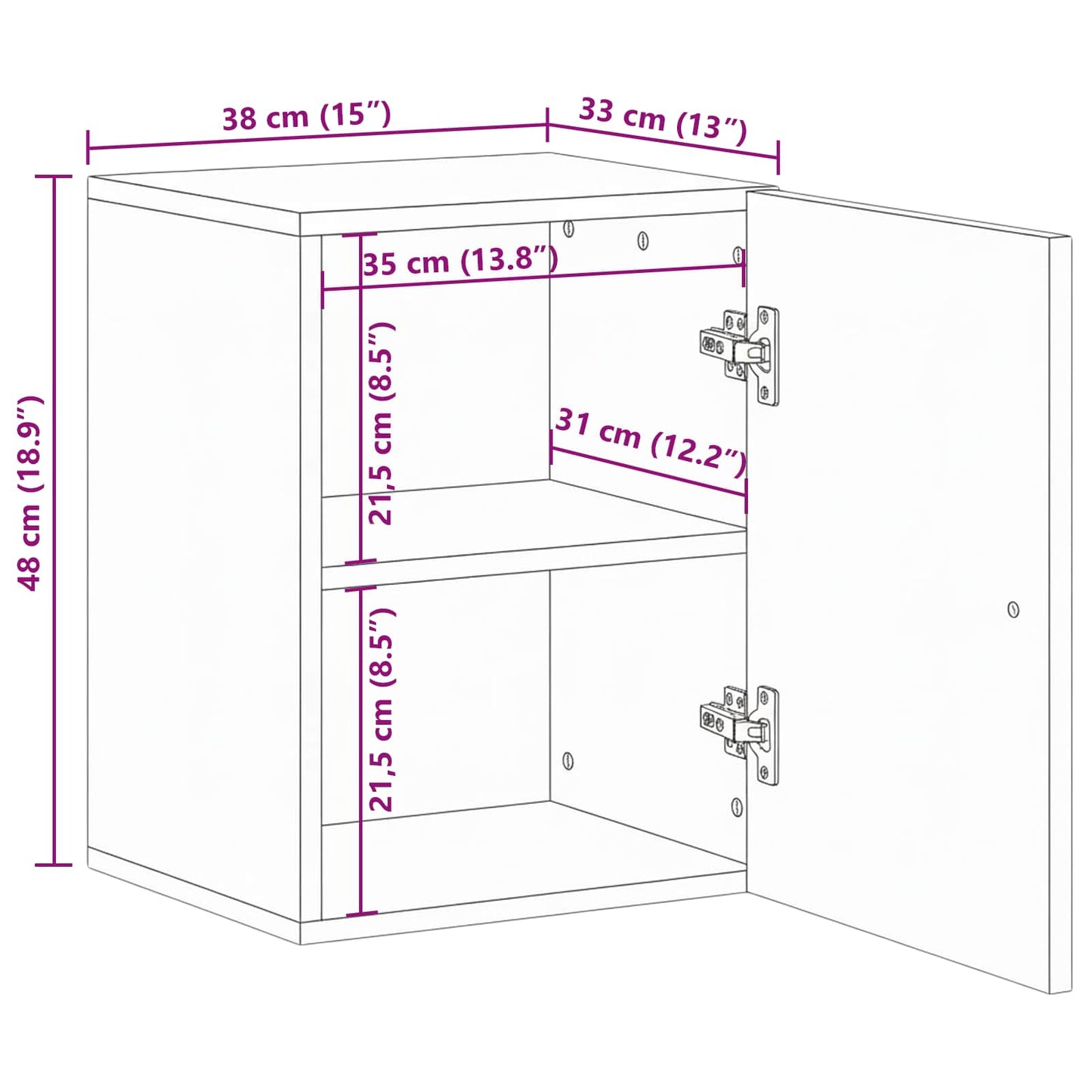 Mobile Appeso da Bagno con porta Marrone 38 x 33,5 x 48 cm | homemem39