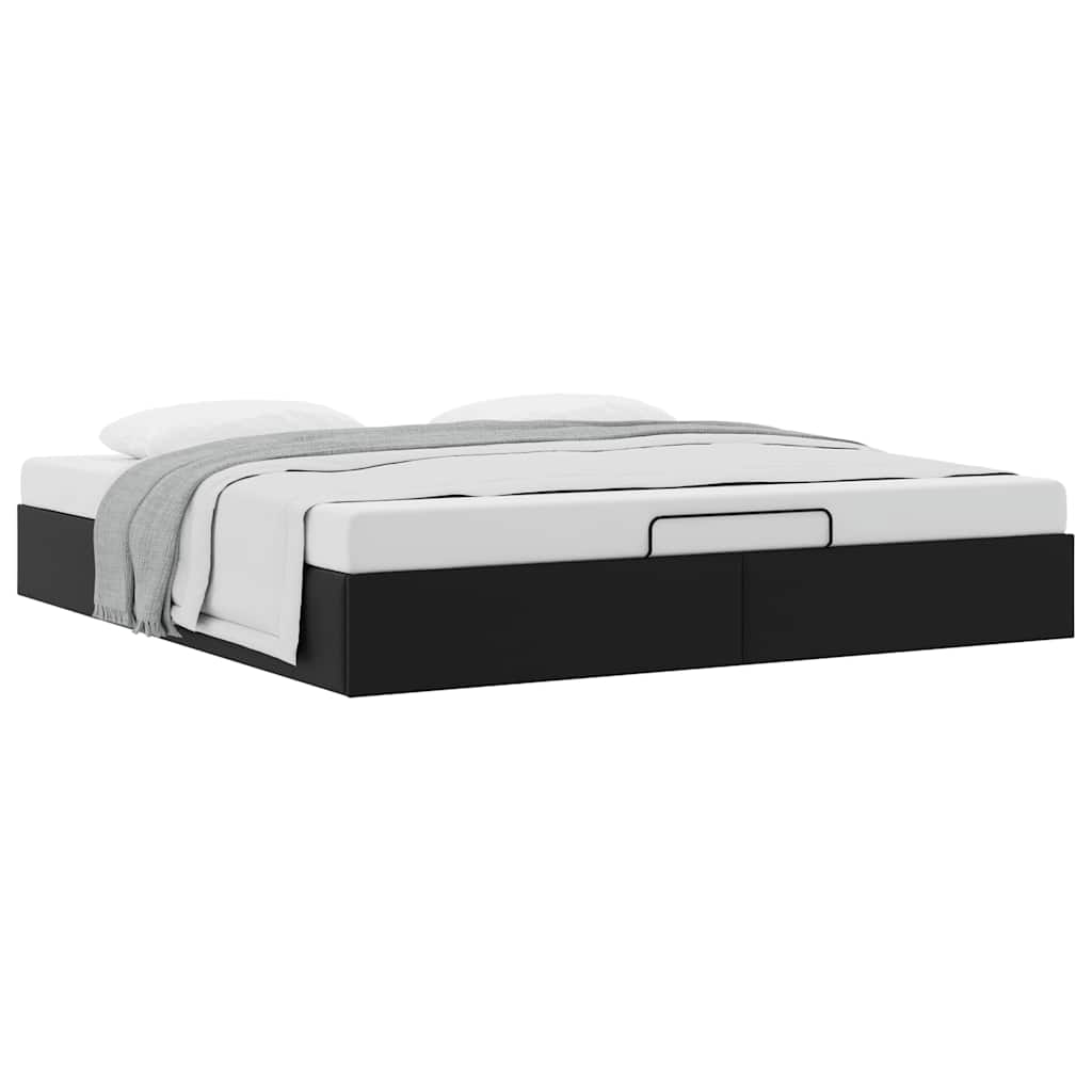 Struttura Letto Pouf senza Materasso Nero 160x200 cm Similpelle
