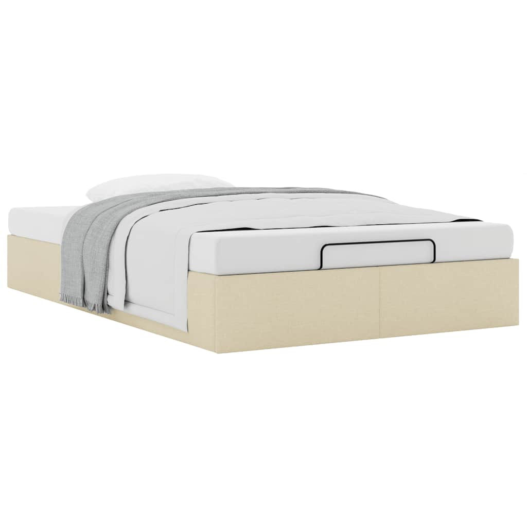 Struttura Letto Pouf senza Materasso Crema 120x190cm in Tessuto