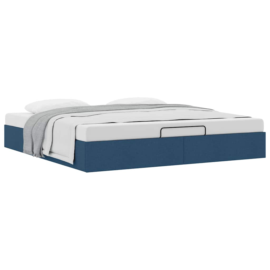 Struttura Letto Pouf senza Materasso Blu 160x200 cm in Tessuto
