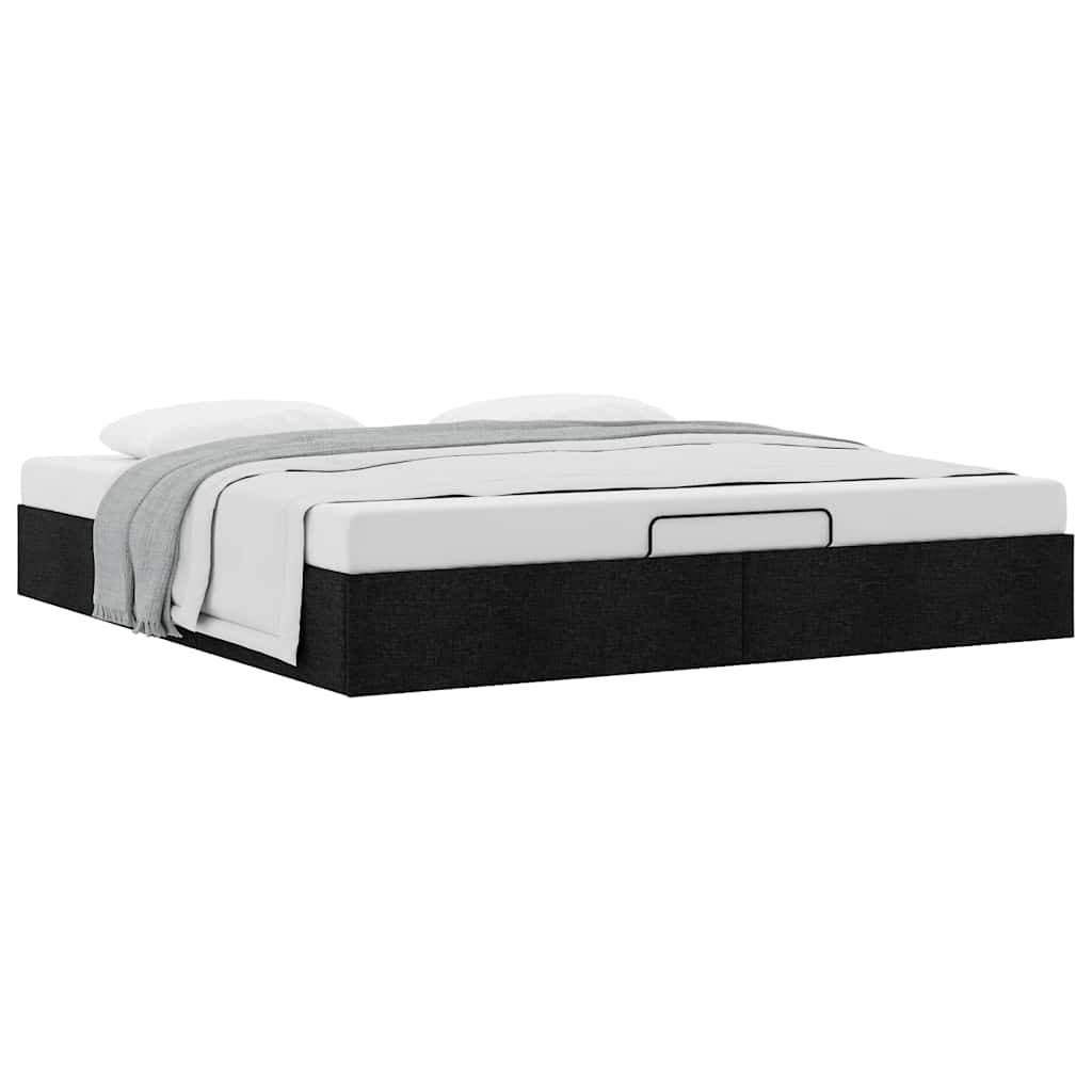 Struttura Letto Pouf senza Materasso Nero 180x200 cm in Tessuto