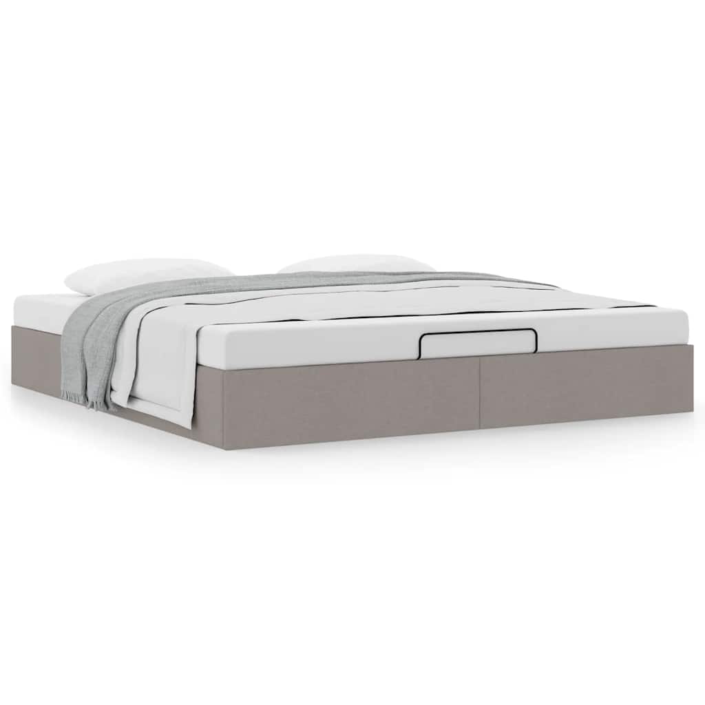 Struttura Letto Pouf senza Materasso Tortora 200x200 cm Tessuto