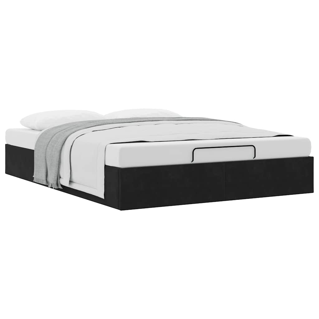 Struttura Letto Pouf senza Materasso Nero 140x200 cm in Velluto