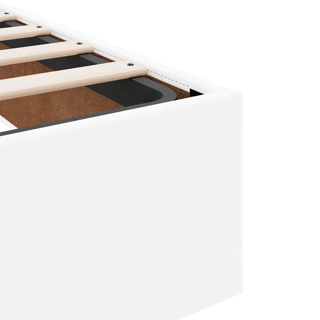 Struttura Letto Pouf con Materasso Bianco 140x190 cm Similpelle