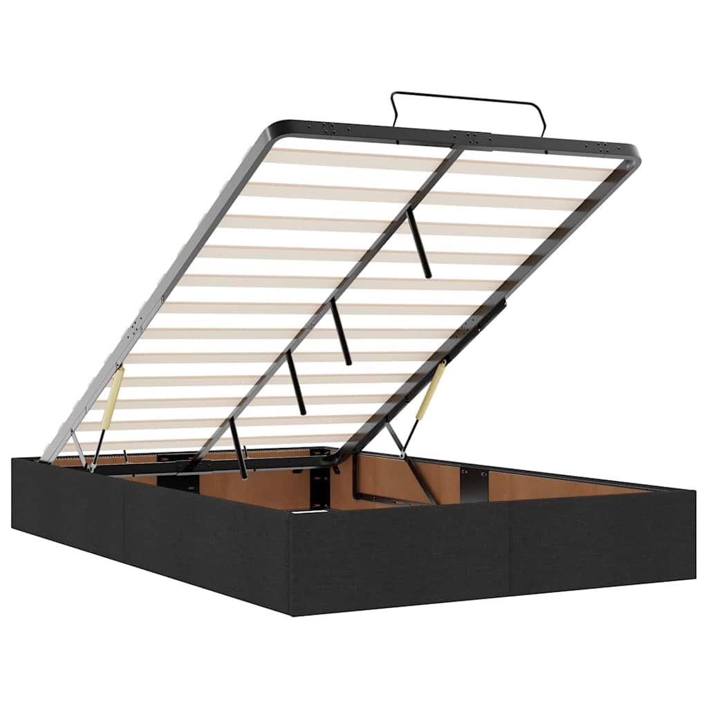 Struttura Letto Pouf con Materasso Nero 120x190 cm in Tessuto