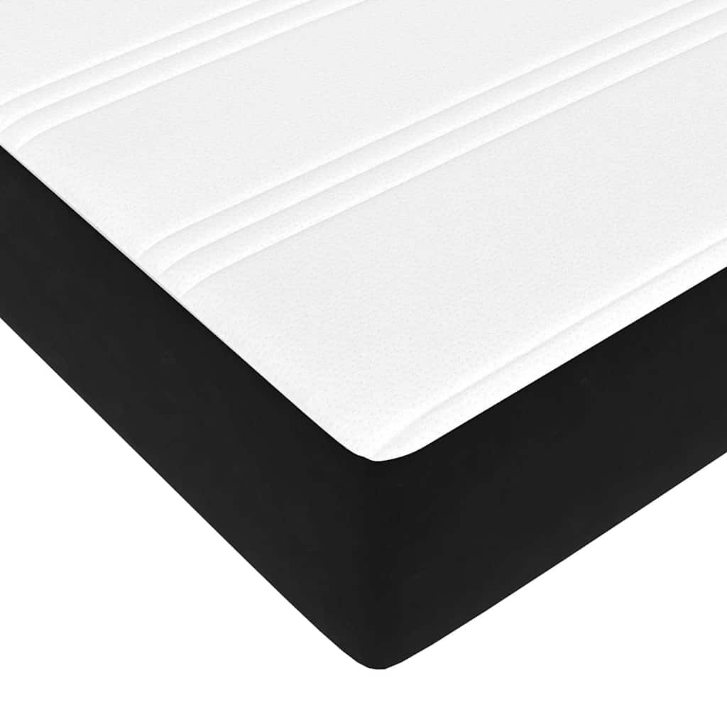 Struttura Letto Pouf con Materasso Nero 90x200 cm in Velluto