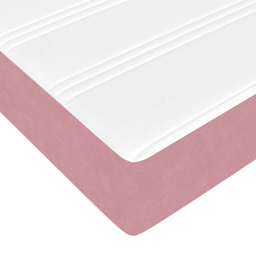 Struttura Letto Pouf con Materassi Rosa 200x200 cm Velluto