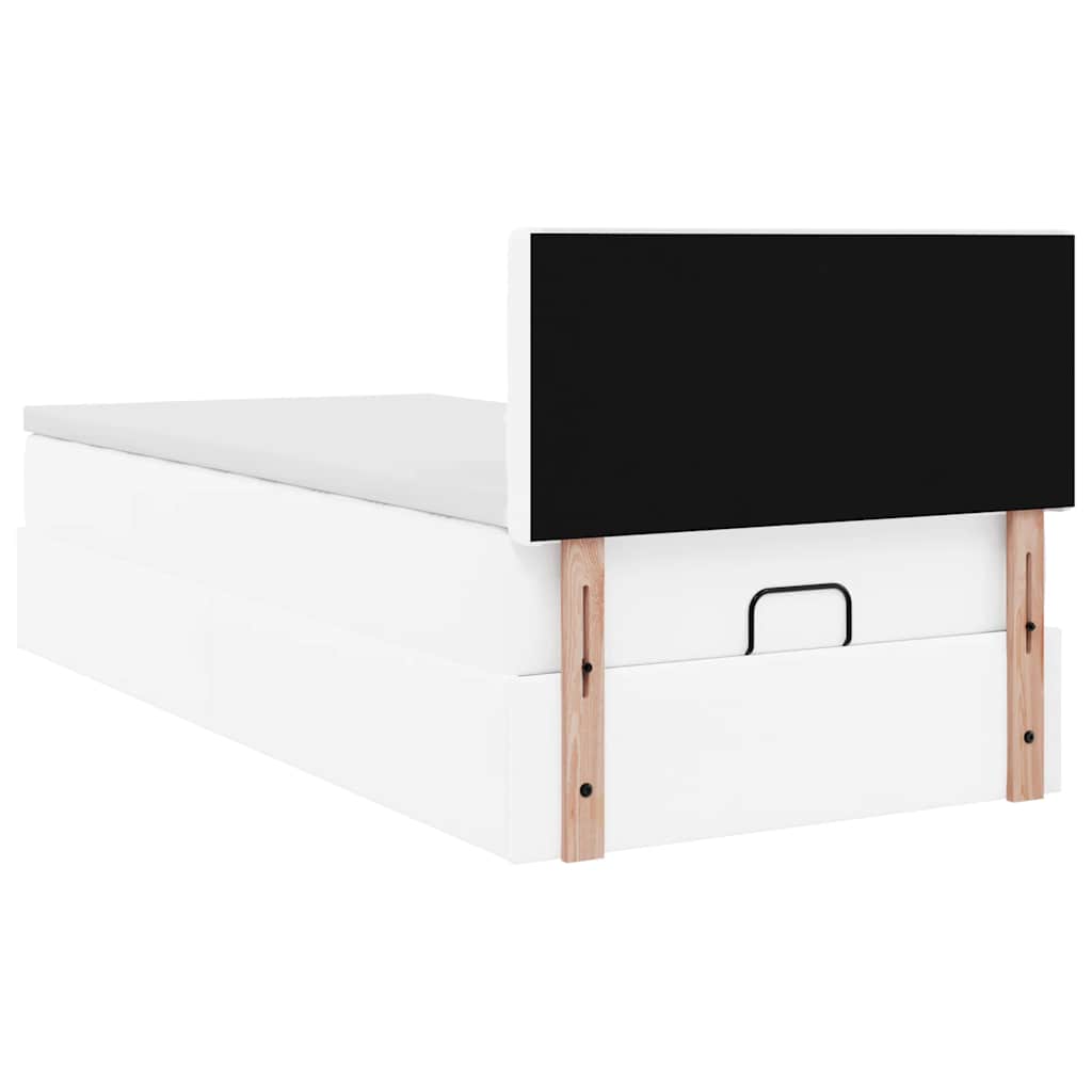 Letto Pouf con Materasso Bianco 90x190 cm Similpelle | homemem39