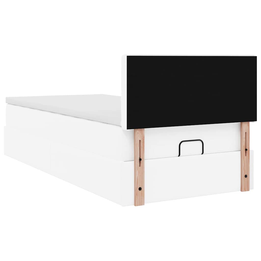 Letto Pouf con Materasso Bianco 90x200 cm Similpelle | homemem39
