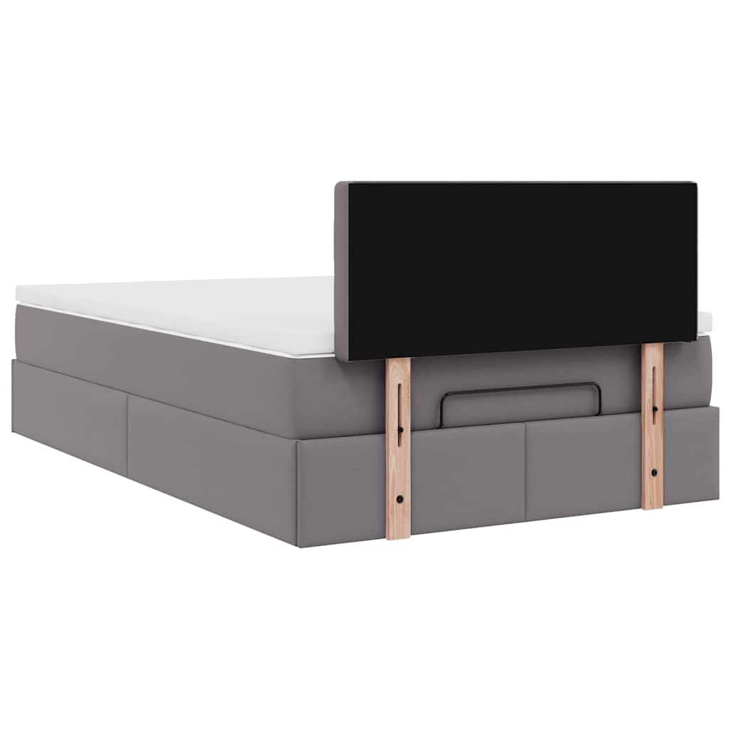 Struttura Letto Pouf con Materasso Grigio 120x190 cm Similpelle | homemem39