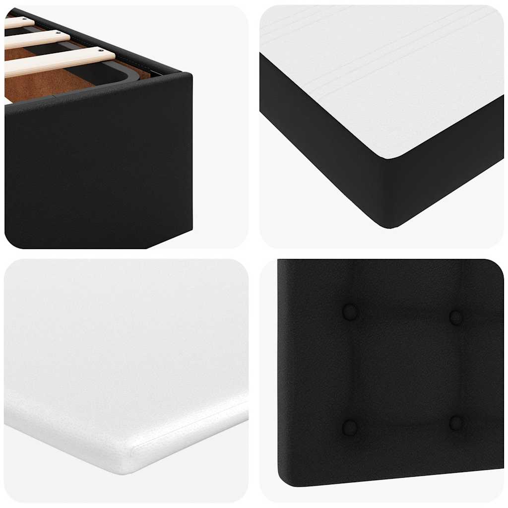 Struttura Letto Pouf con Materasso Nero 120x200 cm Similpelle