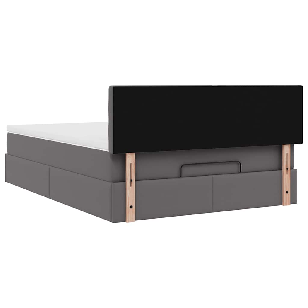 Struttura Letto Pouf con Materasso Grigio 140x190 cm Similpelle | homemem39