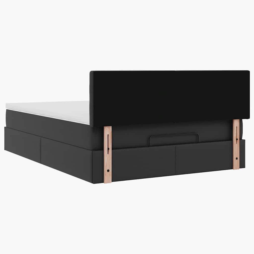 Struttura Letto Pouf con Materasso Nero 140x200 cm Similpelle | homemem39