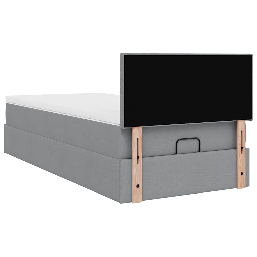 Pouf Letto con Materasso Grigio Chiaro 90x200 cm in Tessuto | homemem39