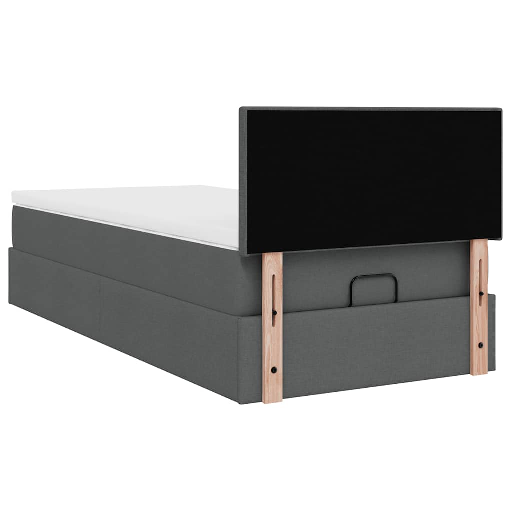 Pouf Letto con Materasso Grigio Scuro 90x200 cm in Tessuto | homemem39