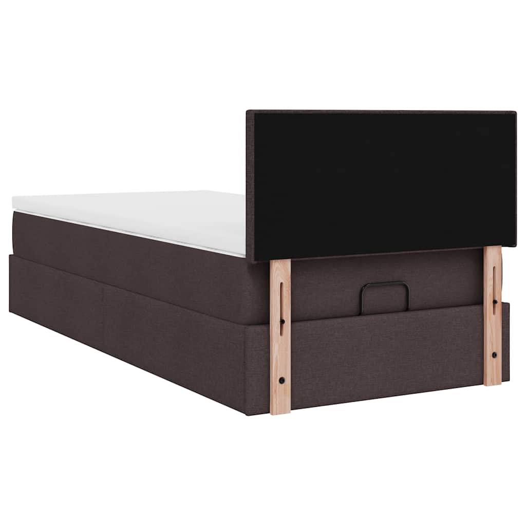 Pouf Letto con Materasso Marrone Scuro 90x200 cm in Tessuto | homemem39