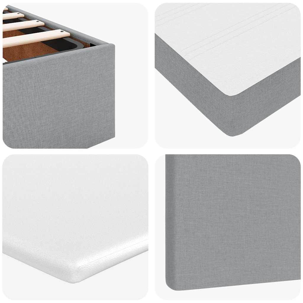 Pouf Letto con Materasso Grigio Chiaro 120x190 cm in Tessuto
