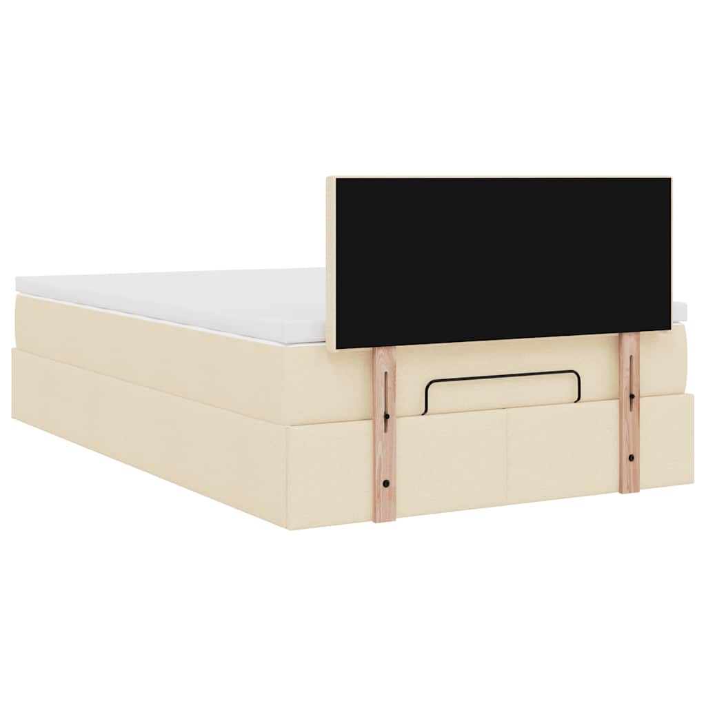 Struttura Letto Pouf con Materasso Crema 120x200 cm in Tessuto | homemem39