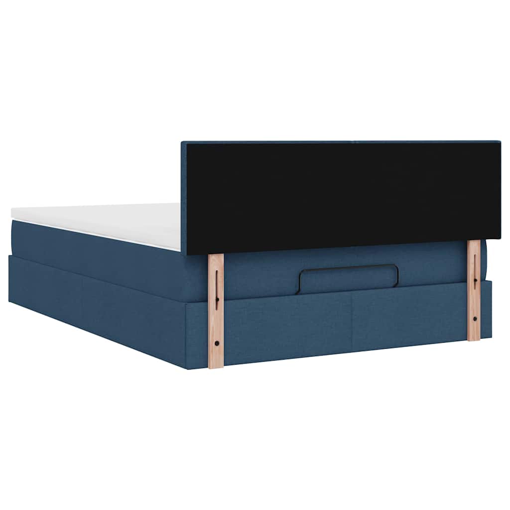 Struttura Letto Pouf con Materasso Blu 140x200cm in Tessuto | homemem39