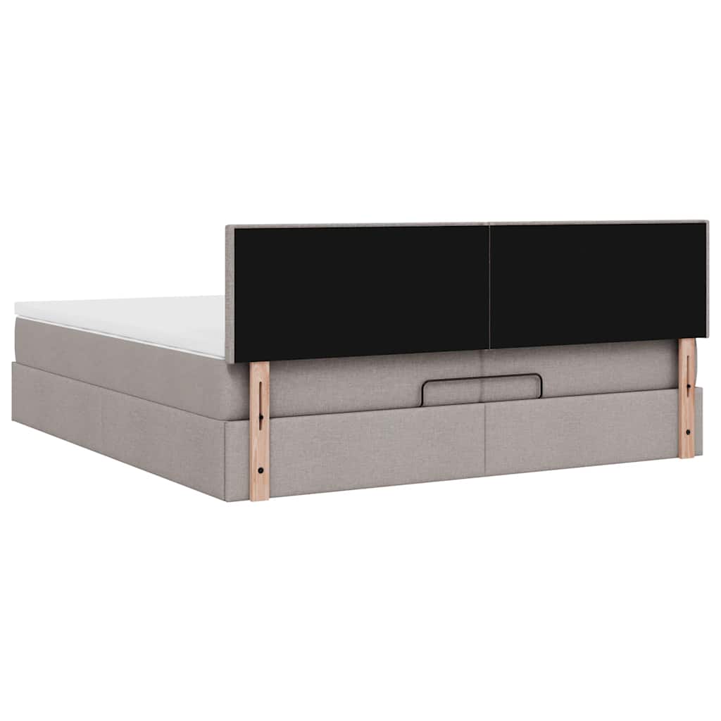 Struttura Letto Pouf con Materasso Tortora 200x200 cm Tessuto | homemem39