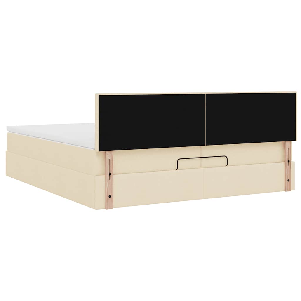 Struttura Letto Pouf con Materasso Crema 200x200cm in Tessuto | homemem39