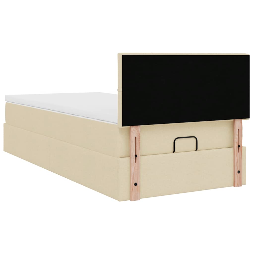 Struttura Letto Pouf con Materasso Crema 90x190 cm in Tessuto | homemem39