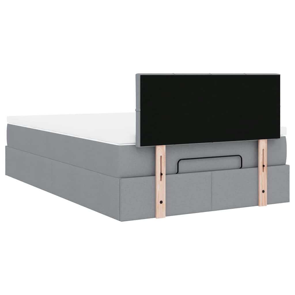 Pouf Letto con Materasso Grigio Chiaro 120x190 cm in Tessuto | homemem39