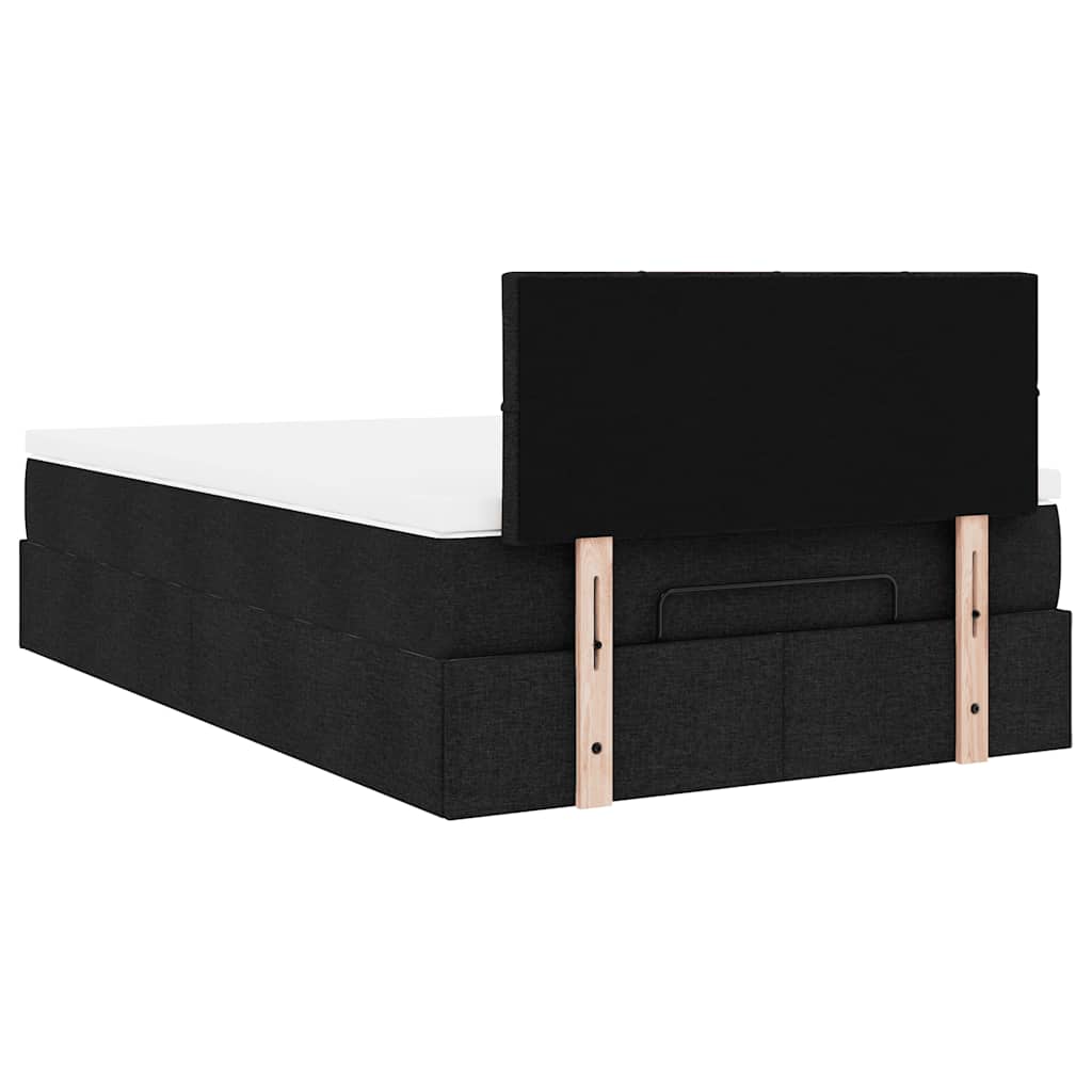 Pouf Letto con Materasso Nero 120x190 cm in Tessuto | homemem39