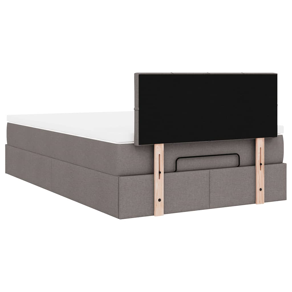 Struttura Letto Pouf con Materasso Tortora 120x190 cm Tessuto | homemem39