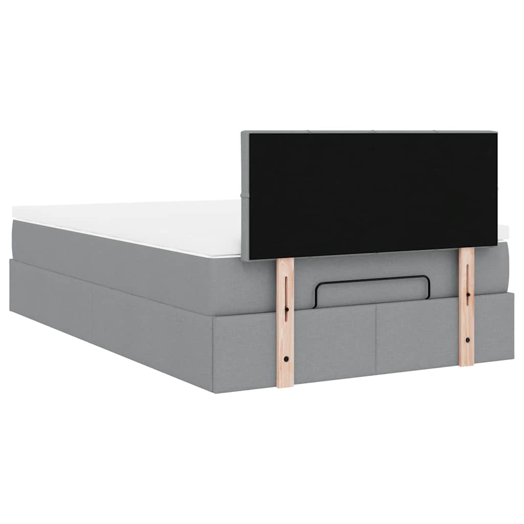 Pouf Letto con Materasso Grigio Chiaro 120x200 cm in Tessuto | homemem39