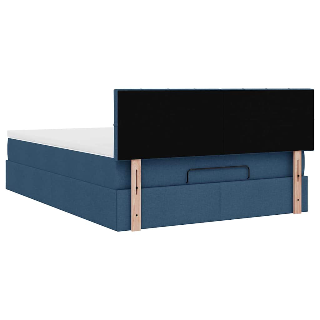 Struttura Letto Pouf con Materasso Blu 140x200cm in Tessuto | homemem39