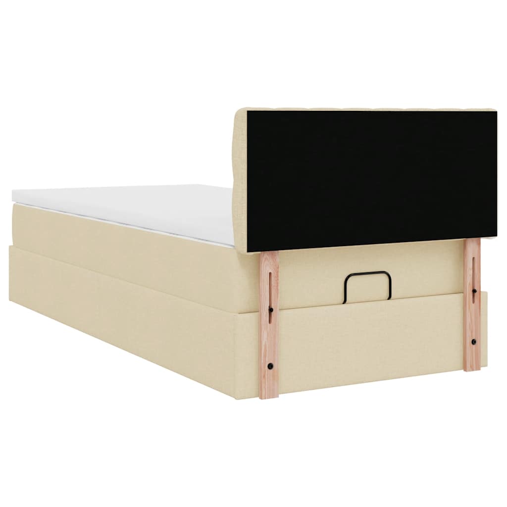 Struttura Letto Pouf con Materasso Crema 90x190 cm in Tessuto | homemem39