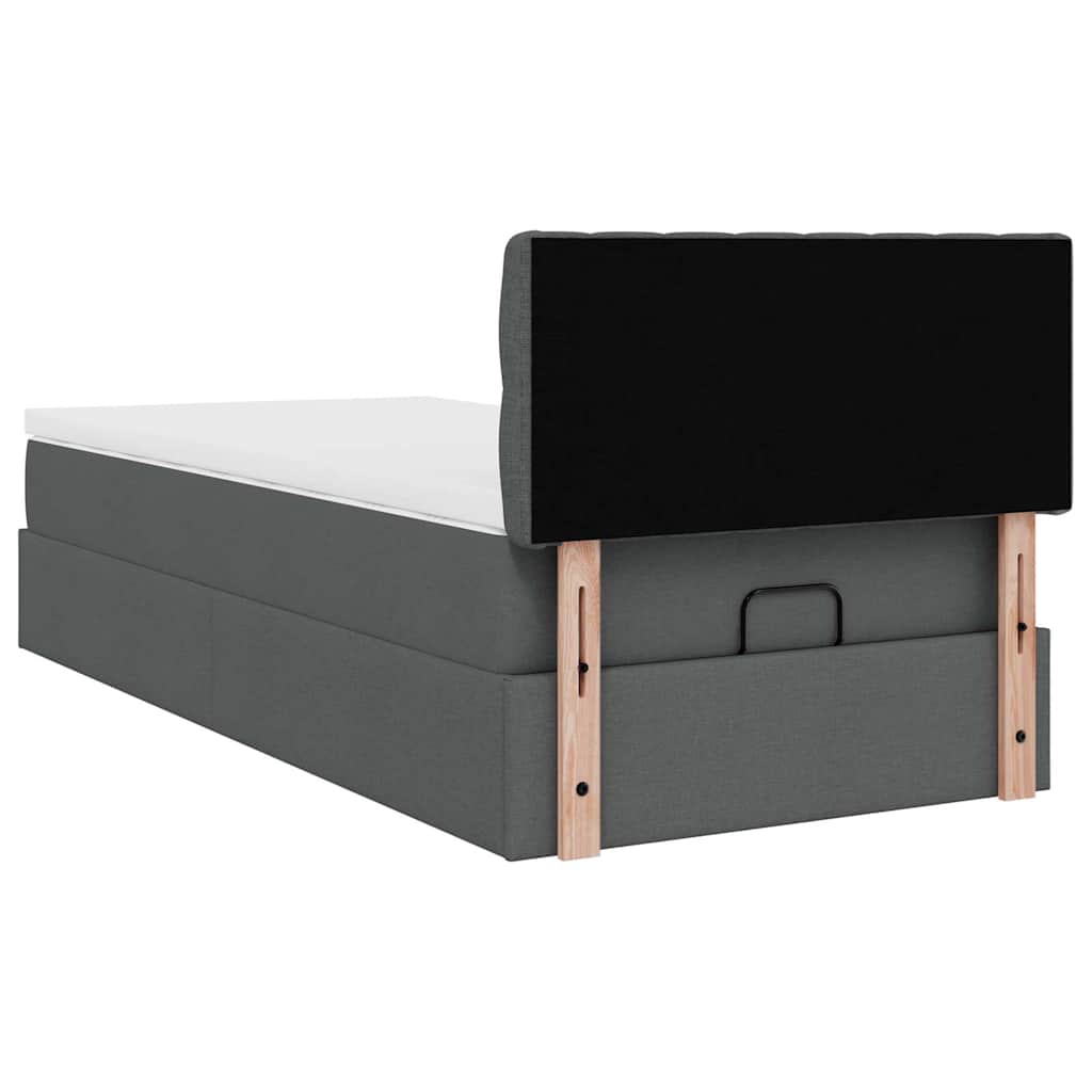 Pouf Letto con Materasso Grigio Scuro 90x200 cm in Tessuto | homemem39