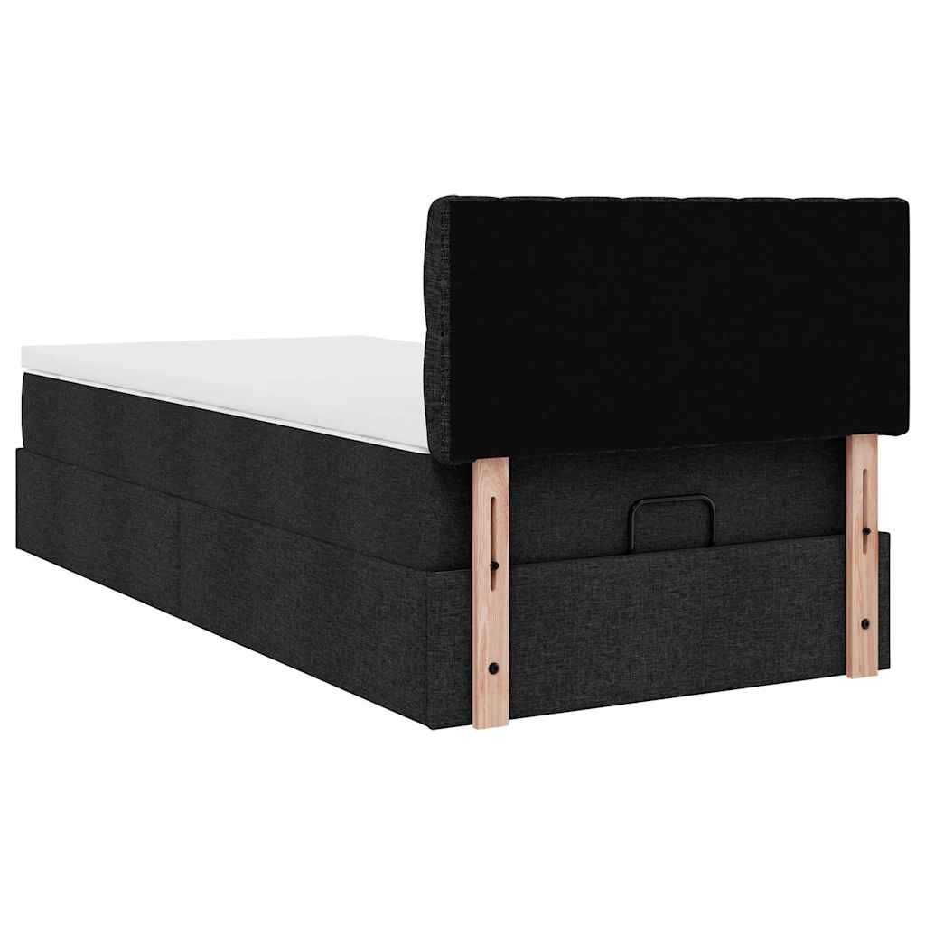 Pouf Letto con Materasso Nero 90x200 cm in Tessuto - homemem39