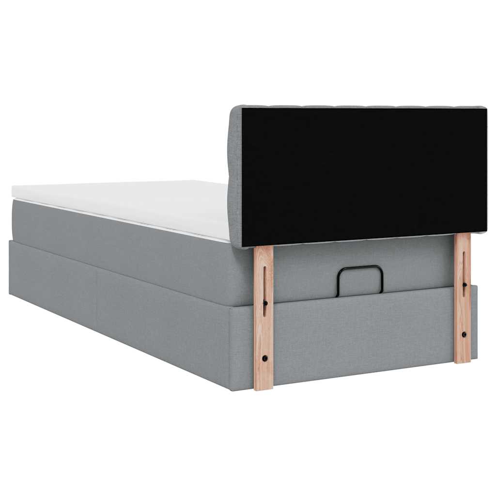 Pouf Letto con Materasso Grigio Chiaro 100x200 cm in Tessuto - homemem39