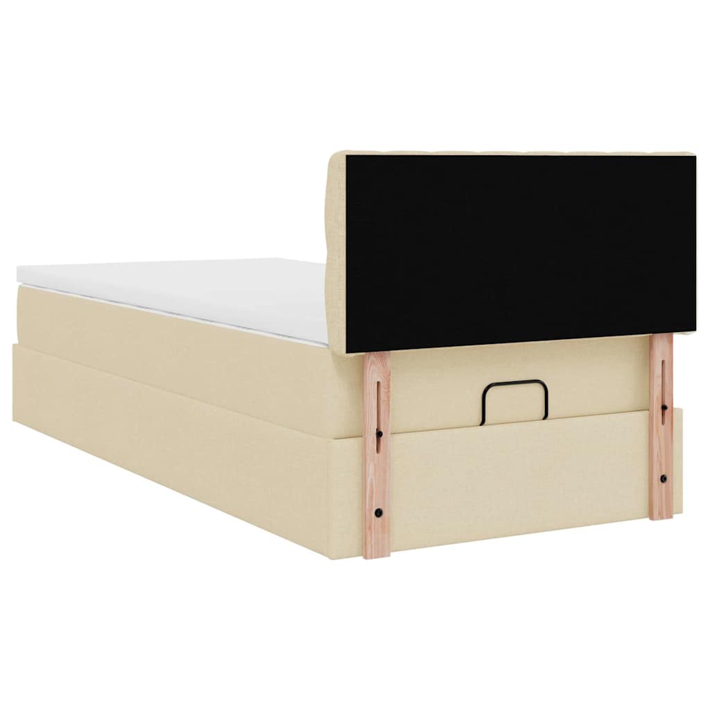 Pouf Letto con Materasso Crema 100x200 cm in Tessuto | homemem39