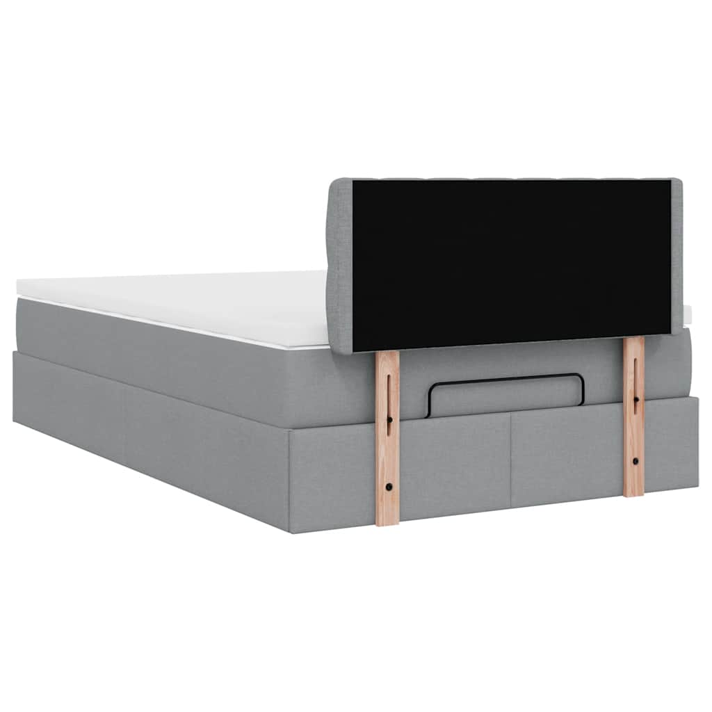 Pouf Letto con Materasso Grigio Chiaro 120x190 cm in Tessuto | homemem39