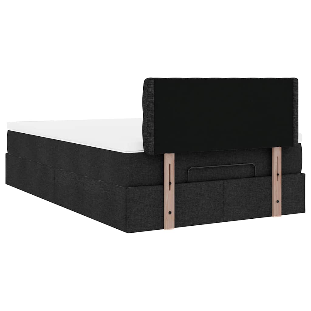 Pouf Letto con Materasso Nero 120x200 cm in Tessuto | homemem39
