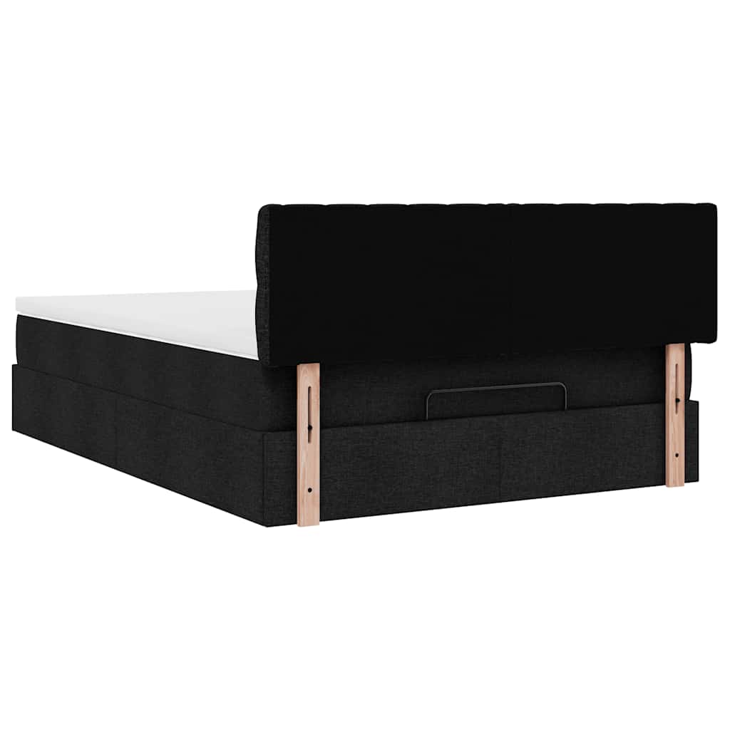 Pouf Letto con Materasso Nero 140x200 cm in Tessuto | homemem39