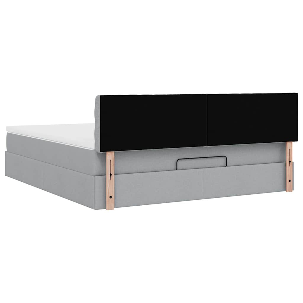 Pouf Letto con Materasso Grigio Chiaro 160x200 cm in Tessuto | homemem39